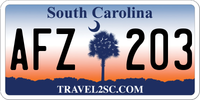 SC license plate AFZ203