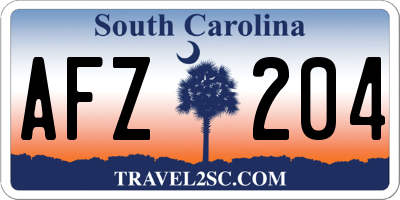 SC license plate AFZ204