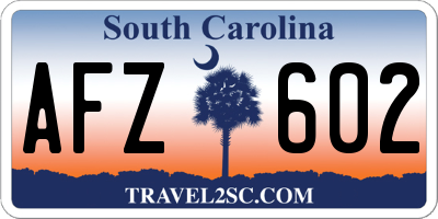 SC license plate AFZ602