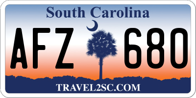 SC license plate AFZ680