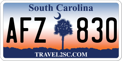SC license plate AFZ830