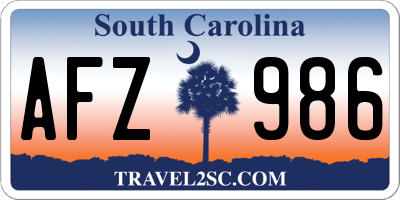 SC license plate AFZ986