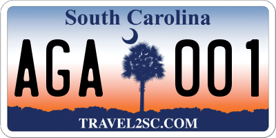 SC license plate AGA001