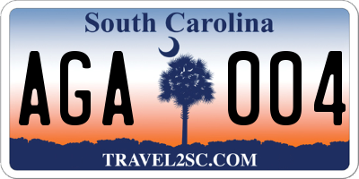 SC license plate AGA004