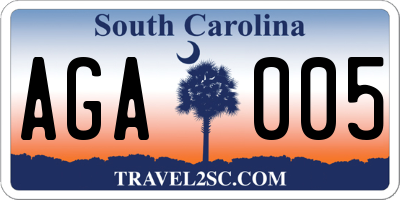 SC license plate AGA005