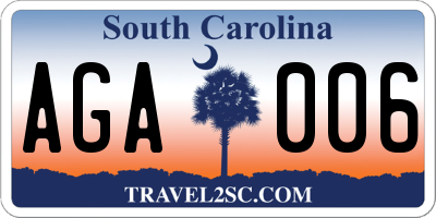 SC license plate AGA006