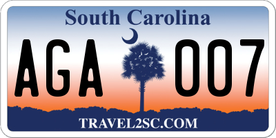 SC license plate AGA007