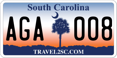 SC license plate AGA008