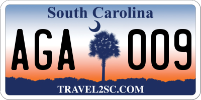 SC license plate AGA009