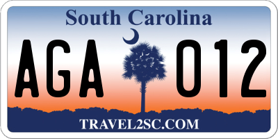 SC license plate AGA012
