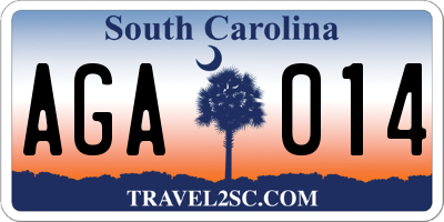 SC license plate AGA014
