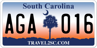 SC license plate AGA016