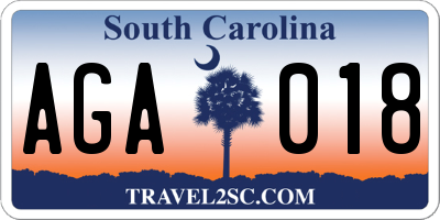 SC license plate AGA018