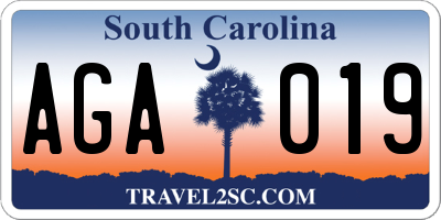 SC license plate AGA019