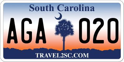 SC license plate AGA020