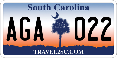 SC license plate AGA022
