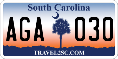 SC license plate AGA030