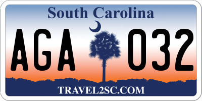 SC license plate AGA032