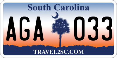 SC license plate AGA033