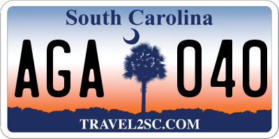 SC license plate AGA040