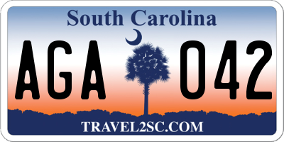 SC license plate AGA042