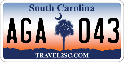 SC license plate AGA043