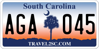 SC license plate AGA045