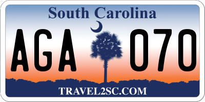 SC license plate AGA070