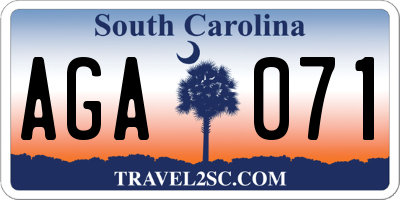 SC license plate AGA071