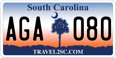 SC license plate AGA080
