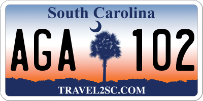 SC license plate AGA102