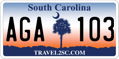 SC license plate AGA103