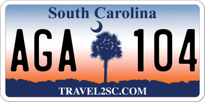 SC license plate AGA104