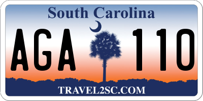 SC license plate AGA110