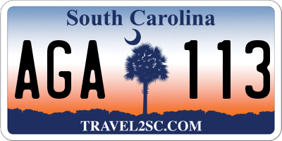 SC license plate AGA113