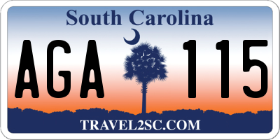 SC license plate AGA115