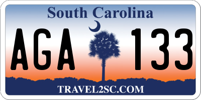 SC license plate AGA133