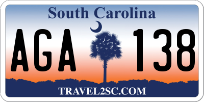 SC license plate AGA138