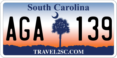 SC license plate AGA139