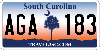 SC license plate AGA183