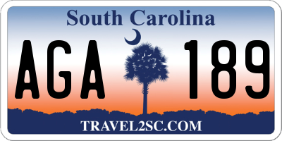 SC license plate AGA189