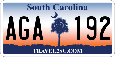 SC license plate AGA192
