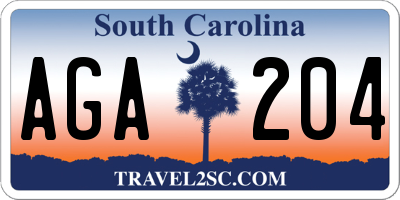 SC license plate AGA204