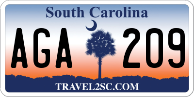 SC license plate AGA209