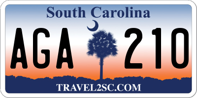 SC license plate AGA210