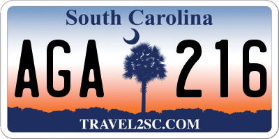 SC license plate AGA216