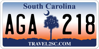 SC license plate AGA218