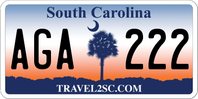 SC license plate AGA222