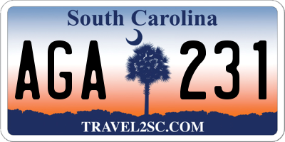 SC license plate AGA231