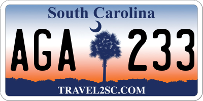 SC license plate AGA233